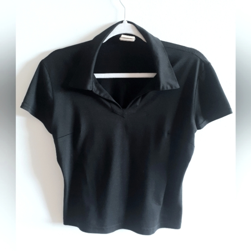 Collared Short-sleeve Polo Shirt, Black